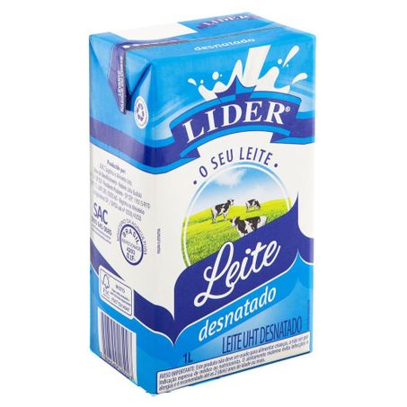 Leite Longa Vida Lider 1l Com Tampa Desnatado