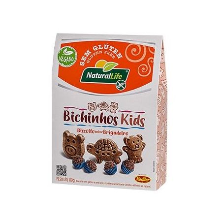 Biscoito natural life sem glúten bichinhos kids sabor brigadeiro 80g