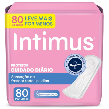 Protetor Diário Intimus Cuidado Diário Ultra Finos com 80 Unidades