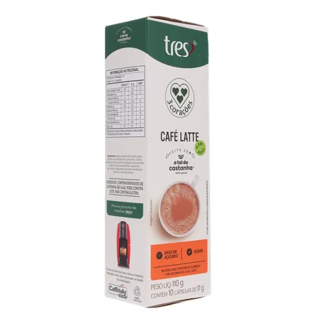 Café com Leite em Cápsula 3corações Latte Vegano Caixa com 10un - 110gr 360-32