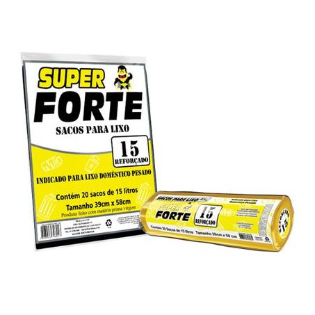 Saco P/Lixo Super Forte 15lt Reforçado C/20 Almofada