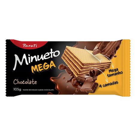 BISCOITO WAFER RECHEIO CHOCOLATE MINUETO MEGA