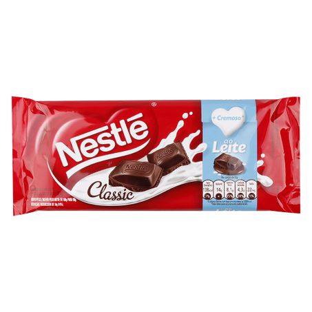 Chocolate barra nestle classic ao leite 90g