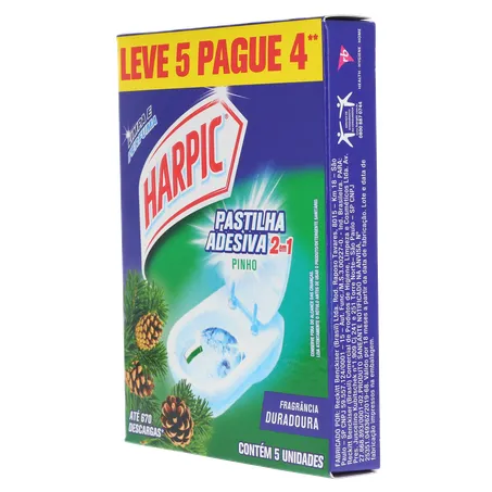 Pastilha adesiva harpic pinho com 5 360-5