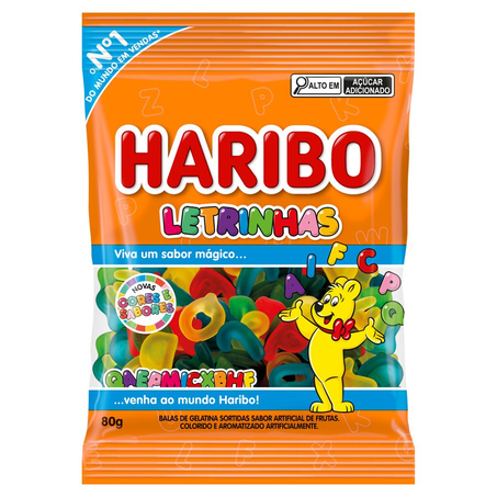 Bala Haribo Gelatina Letrinhas Pacote 80G