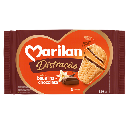 Biscoito Marilan Distração Baunilha Com Chocolate Pacote 280g 
 