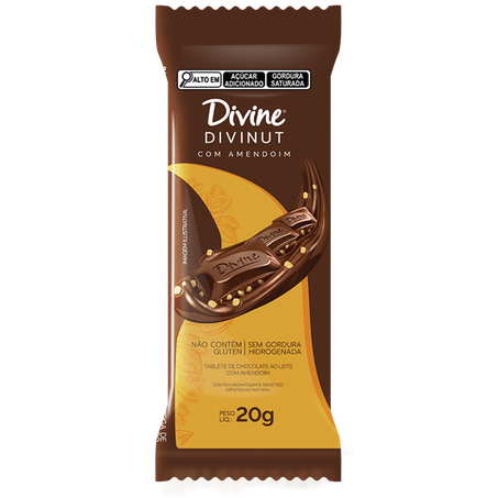 CHOCOLATE EM BARRA DIVINE AO LEITE C/AMENDOIM 20G