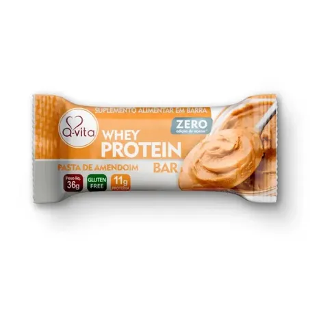 Barra proteica q-vita whey protein zero pasta de amendoim 36g