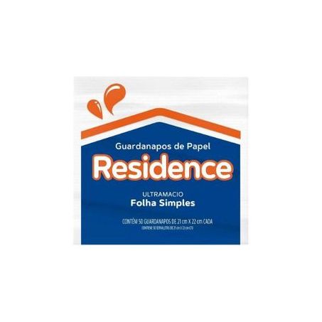 Guardanapo residence folha simples 21x22cm 50un