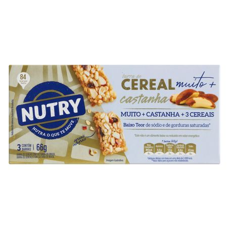 Pack barra de cereal castanha nutry com 3 unidades