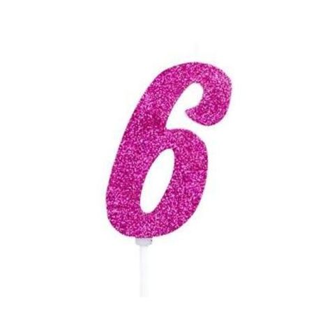 Vela Pink Regina Glitter Número 6 360-1