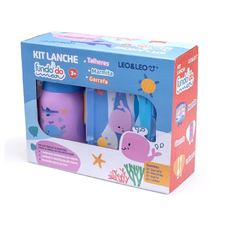 KIT LANCHE LEO & LEO 4 PEÇAS FUNDO DO MAR