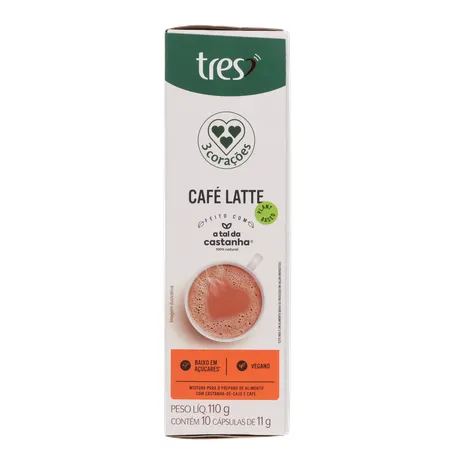 Café com Leite em Cápsula 3corações Latte Vegano Caixa com 10un - 110gr 360-0
