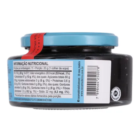 Geleia de Uva Casa Madeira Zero Adição de Açúcar Pote de Vidro 220gr 360-21
