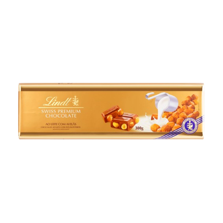CHOCOLATE LINDT TABLETE GO AO LEITE C/ AVELA 300G