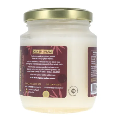Óleo de Coco Santo Óleo Extra Virgem  Pote de Vidro 200ml 360-15