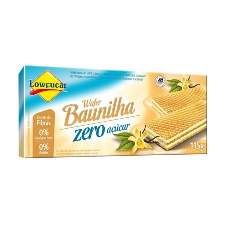 Biscoito Wafer Lowcucar Baunilha Zero Pacote 115G