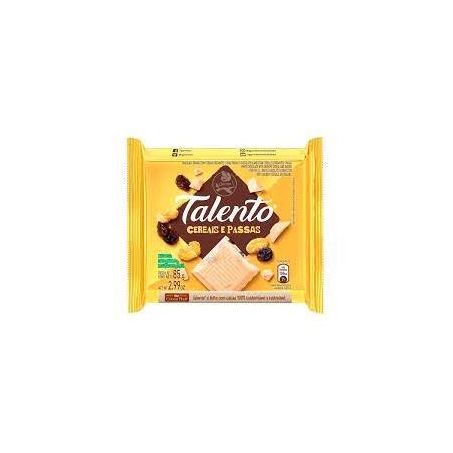 CHOCOLATE TALENTO BRANCO CEREAIS/PASSAS 85G (077339)