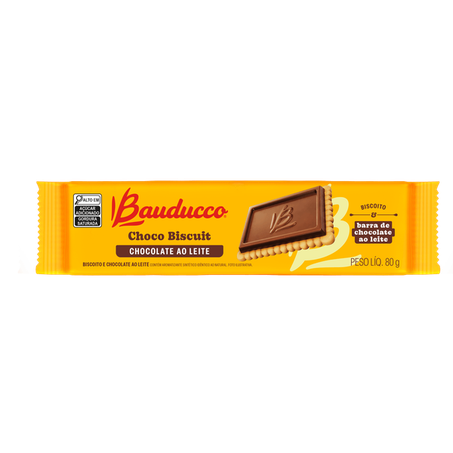 Biscoito com Barra de Chocolate Bauducco Ao Leite Pacote 80gr