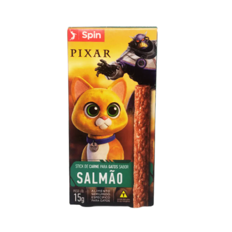 Stick de carne p/gatos sabor salmao spin 15g