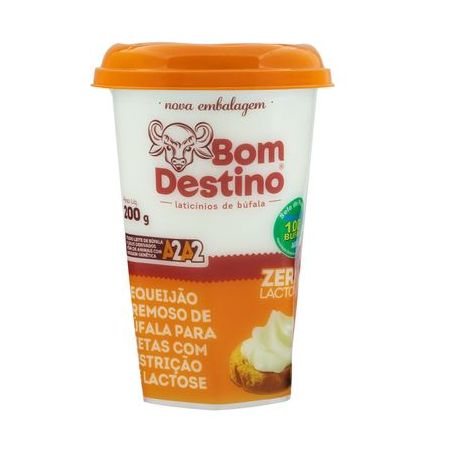 REQUEIJAO CREMOSO DE BUFALA ZERO LACTOSE BOM DESTINO 200G