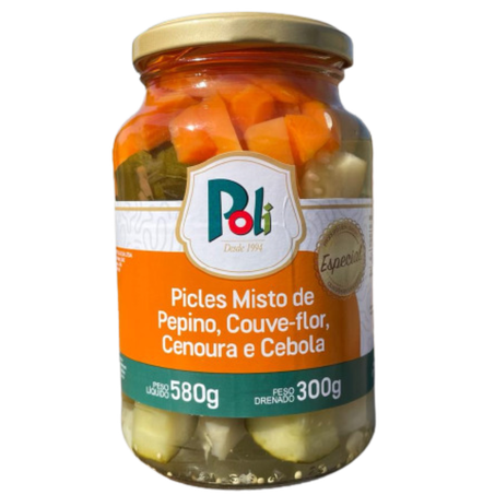 Picles Poli Misto De Pepino, Couve-Flor, Cenoura e Cebola Conserva 300g 
 
