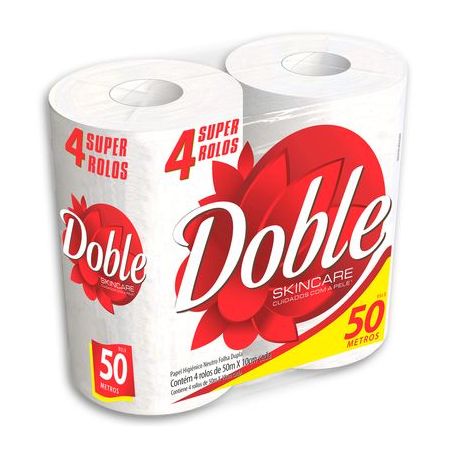 PAPEL HIGIÊNICO DOBLE FOLHA DUPLA NEUTRO SUPER ROLOS 50M/4 ROLOS