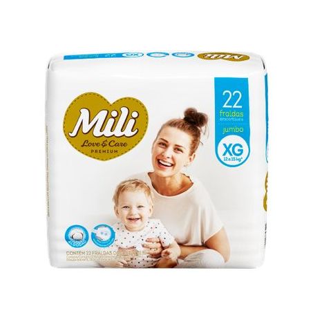 Fraldas Descartáveis Mili Xg Love E Care Jumbo Embalagem 22UN
