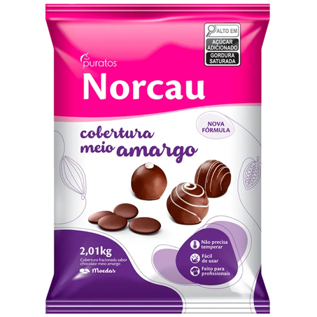 Cobertura norcau moedas meio amargo 2.01kg