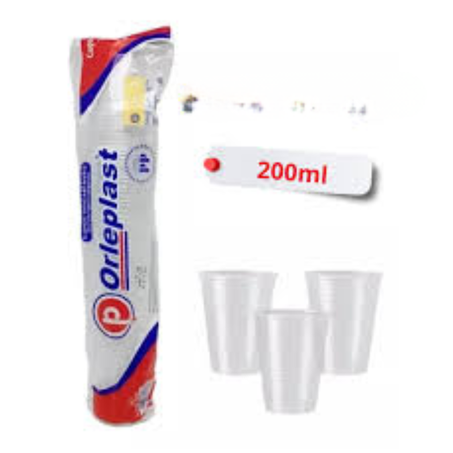 Copo descartavel orleplast 200ml transparente c/100un