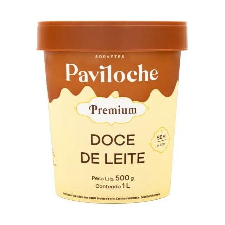 Sorvete paviloche premium 1l doce de leite