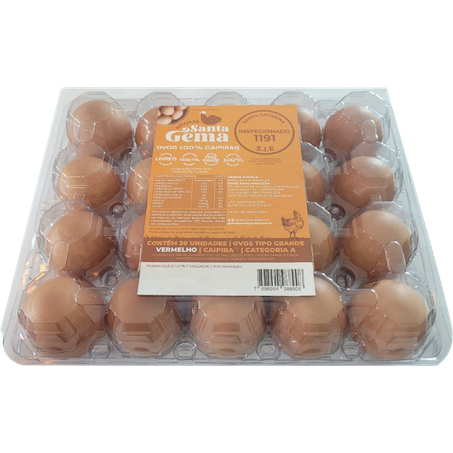Ovos granja santa gema tipo grande caipira vermelhos bandeja c/20unid