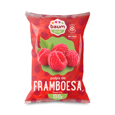 Polpa Fruta Baum Fruit 100g Congelada Framboesa