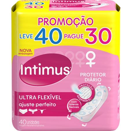 Absorvente intimus 40un protetor diário sem abas ultra flexível