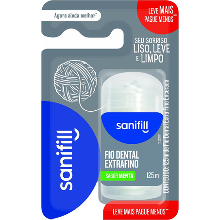 Fita Dental Sanifill 125m - Extrafino - Leve Mais, Pague Menos