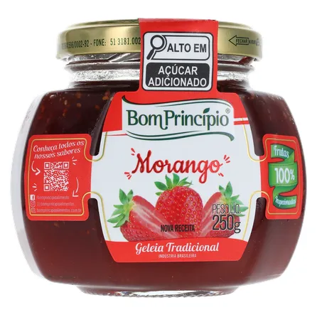 Geleia Bom Princípio Tradicional Morango Pote de Vidro 250gr 360-35