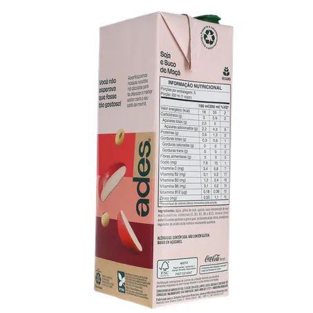 Bebida Base Soja Ades Frutas Maça 1l 360-23
