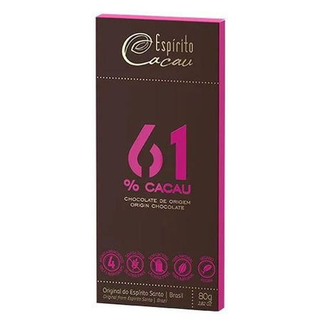 Barra chocolate espirito santo 61% 80g