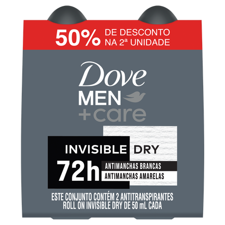 Kit Antitranspirante Roll-On Invisible Dry 72h Dove MenCare 2 Unidades 50ml Cada