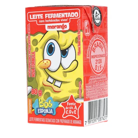 LEITE FERMENTADO BOB ESPONJA MORANGO C/6 360-3