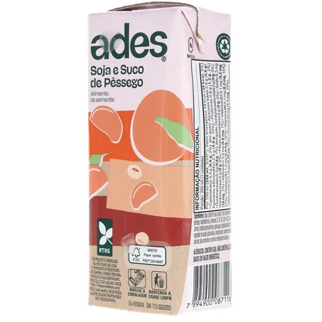 Bebida Soja Ades Pêssego Caixa 200ml 
  360-22