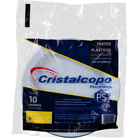 Prato Descartável Cristalcopo Tam. 21cm - Com 10 Unidades
