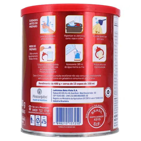 Composto Lácteo Piracanjuba Excellence  Lata 400gr 360-12