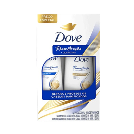 Kit Dove Recontrução + Queratina Shampoo 350ml e Condicionador 175ml 
 