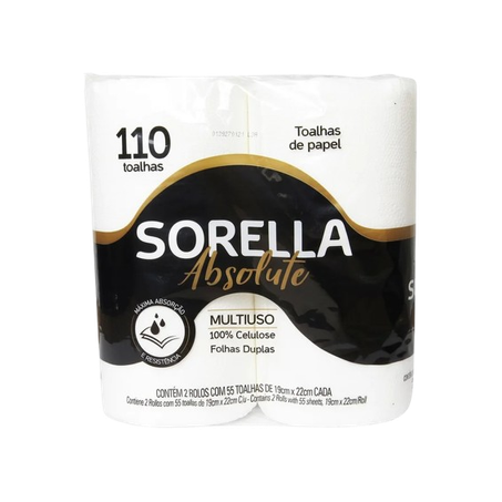 Papel toalha sorella absolute branco c/2