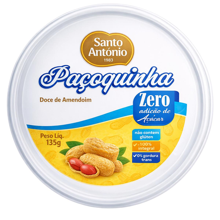 Paçoca Rolha Santo Antônio 135g - Zero Açúcar - Whey