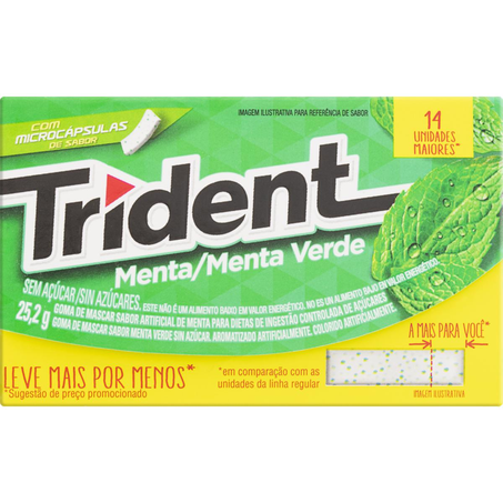 Chiclete Trident 25,2g - Menta - Com 14 Unidades