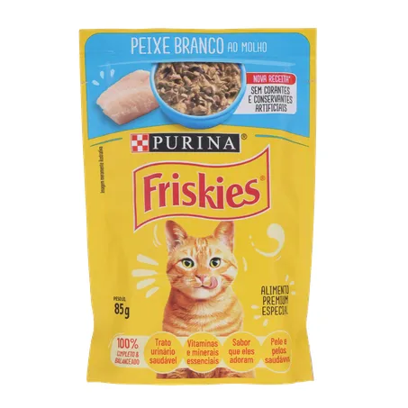Ração Friskies 85g - Peixe Branco ao Molho - Sachê