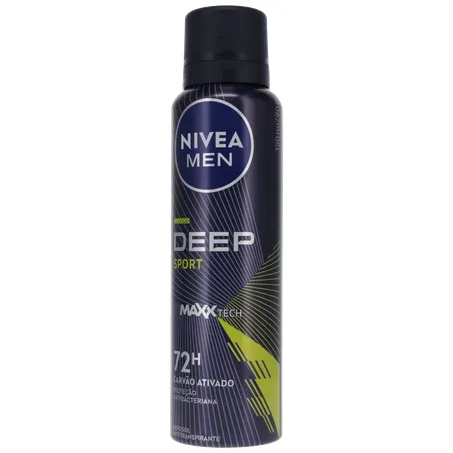 Antitranspirante Aerosol Nivea Men Deep Sport 72H Carvão Ativado Frasco Spray 150ml 360-2