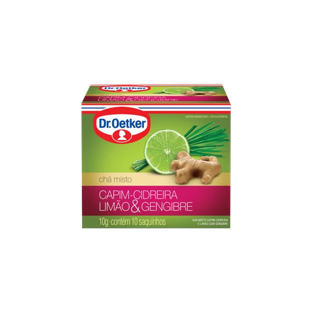 CHA DE CAPIM-CIDREIRA LIMAO E GENGIBRE DR.OETKER 10G CONTEM 10 SAQUINHOS
